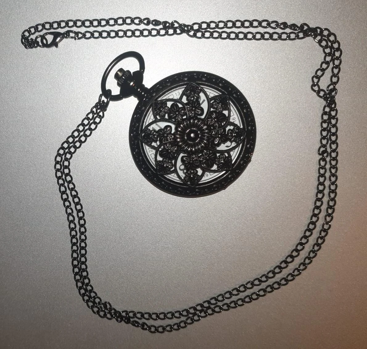 Montre de Poche Vintage Noir et Argent – photo 8